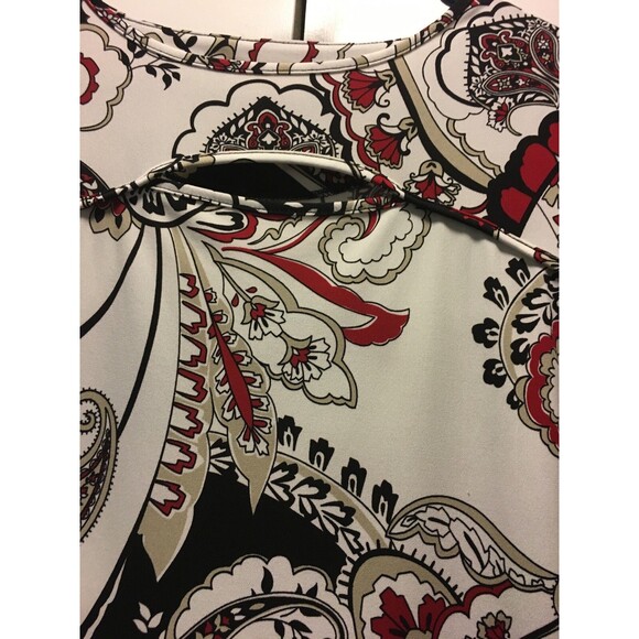 Chico's Size 0-XS-S  Peek-a-Boo Cutout  Pullover Top Tunic Ivory Paisley Print - Picture 2 of 6